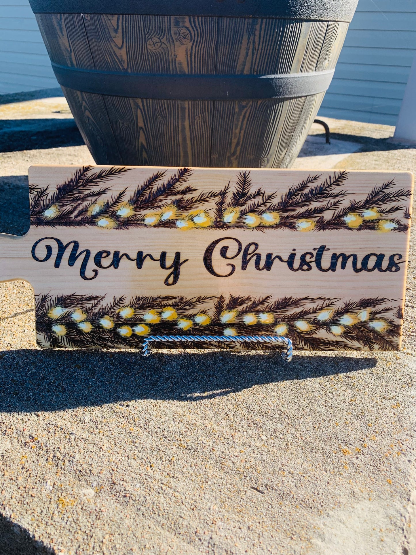 Hand Burned "Merry Christmas" Board