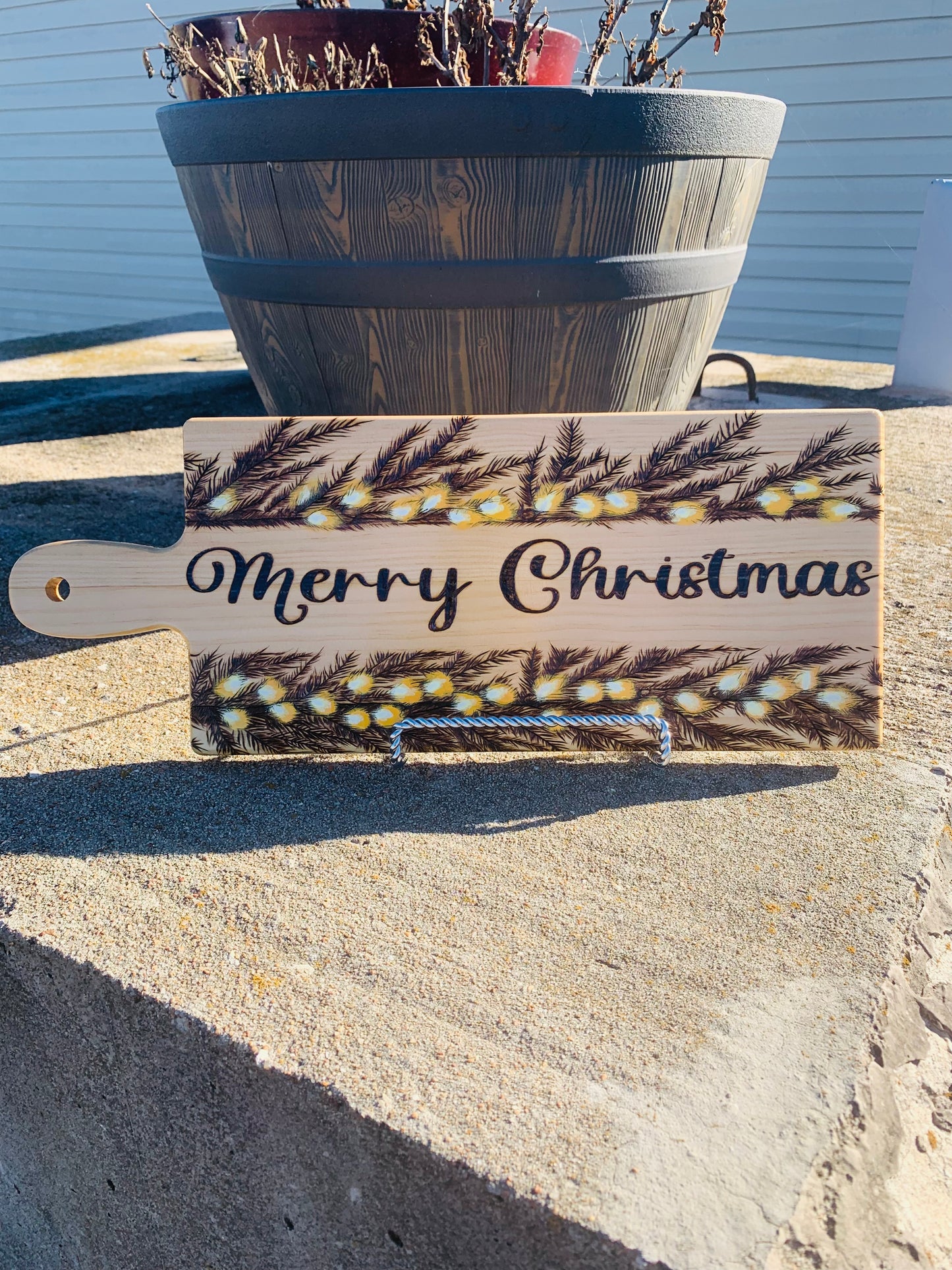 Hand Burned "Merry Christmas" Board