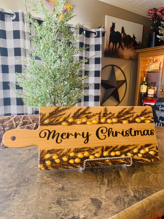 Hand Burned "Merry Christmas" Board