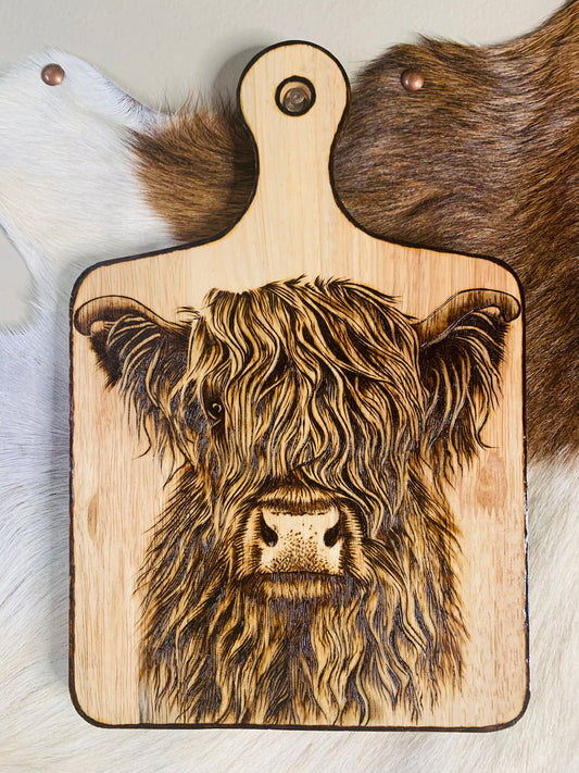 Hand Burned "Highland Cow" Board