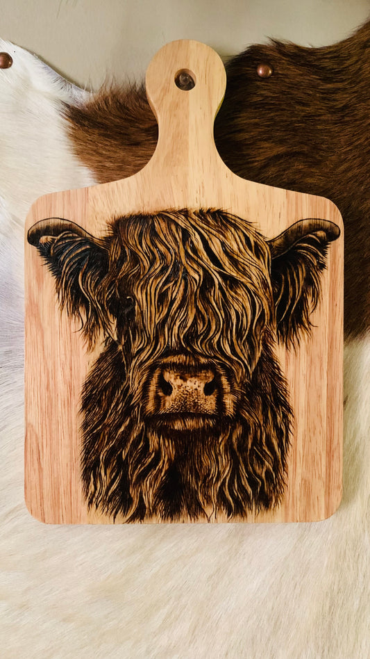 Hand Burned "Highland Cow" Board