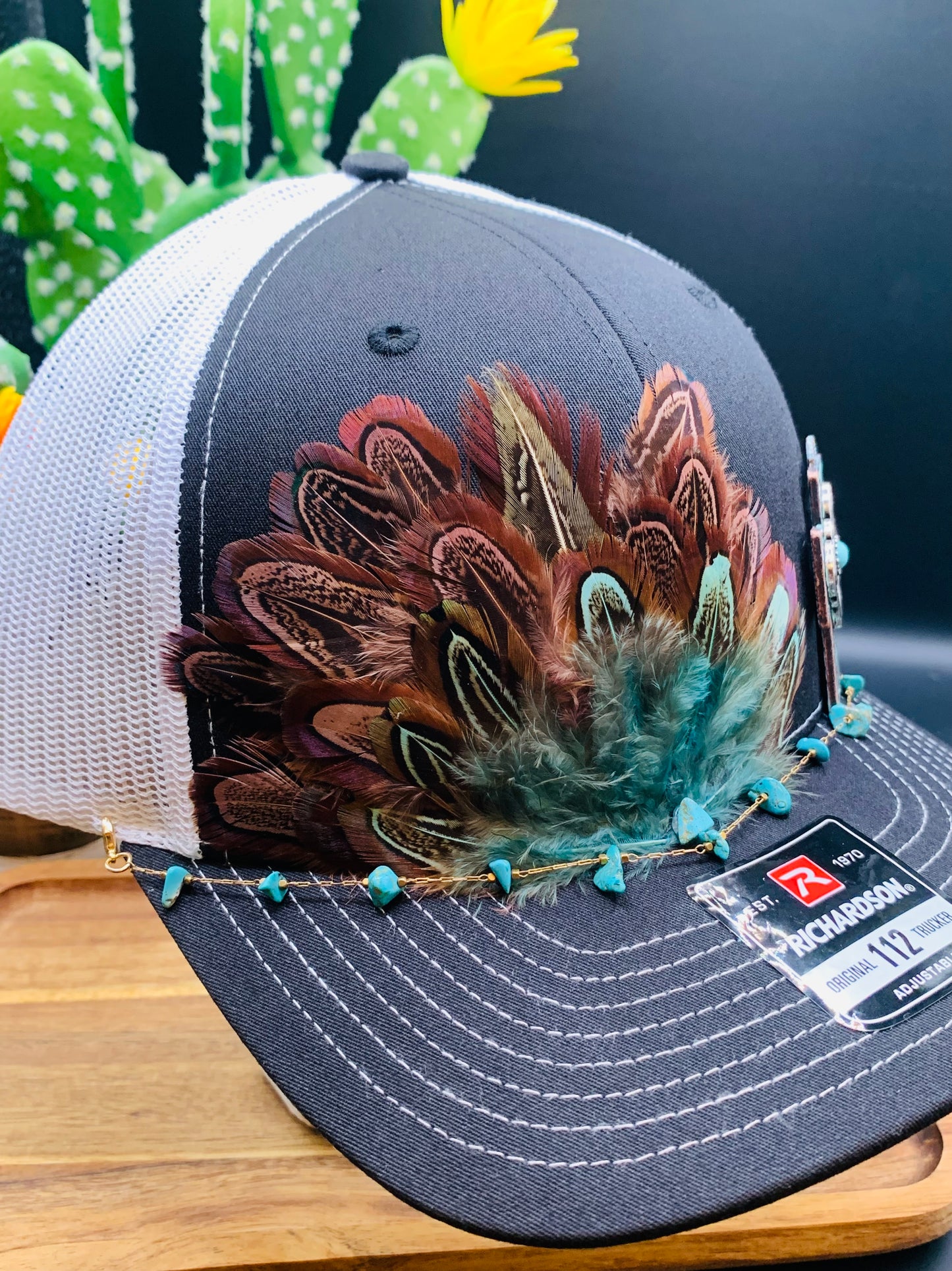 Richardson Feather Trucker Hat Two Tone Black/White