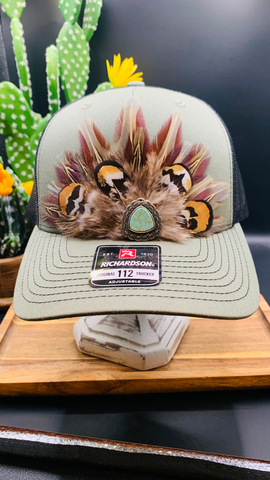 Richardson Feather Trucker Hat Two Tone Sage Green/Black
