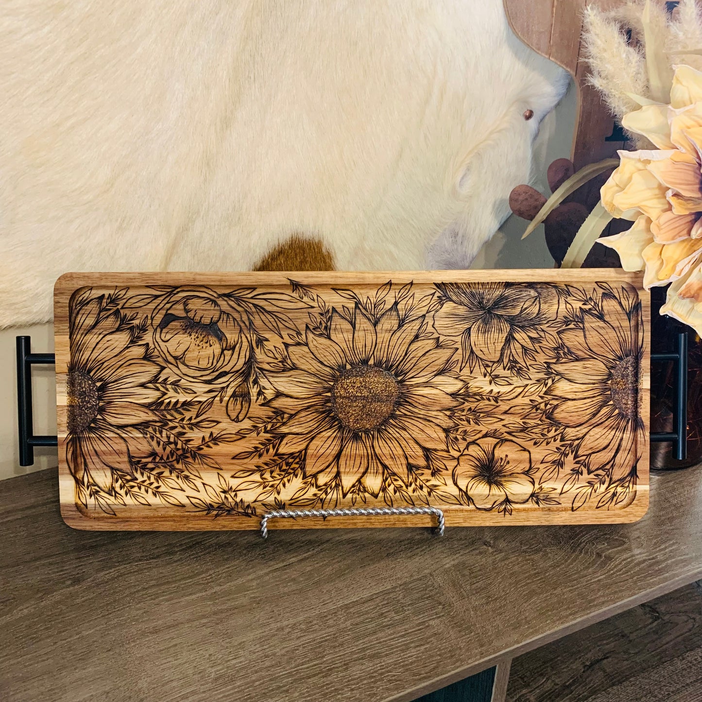 Floral Acacia Charcuterie Board