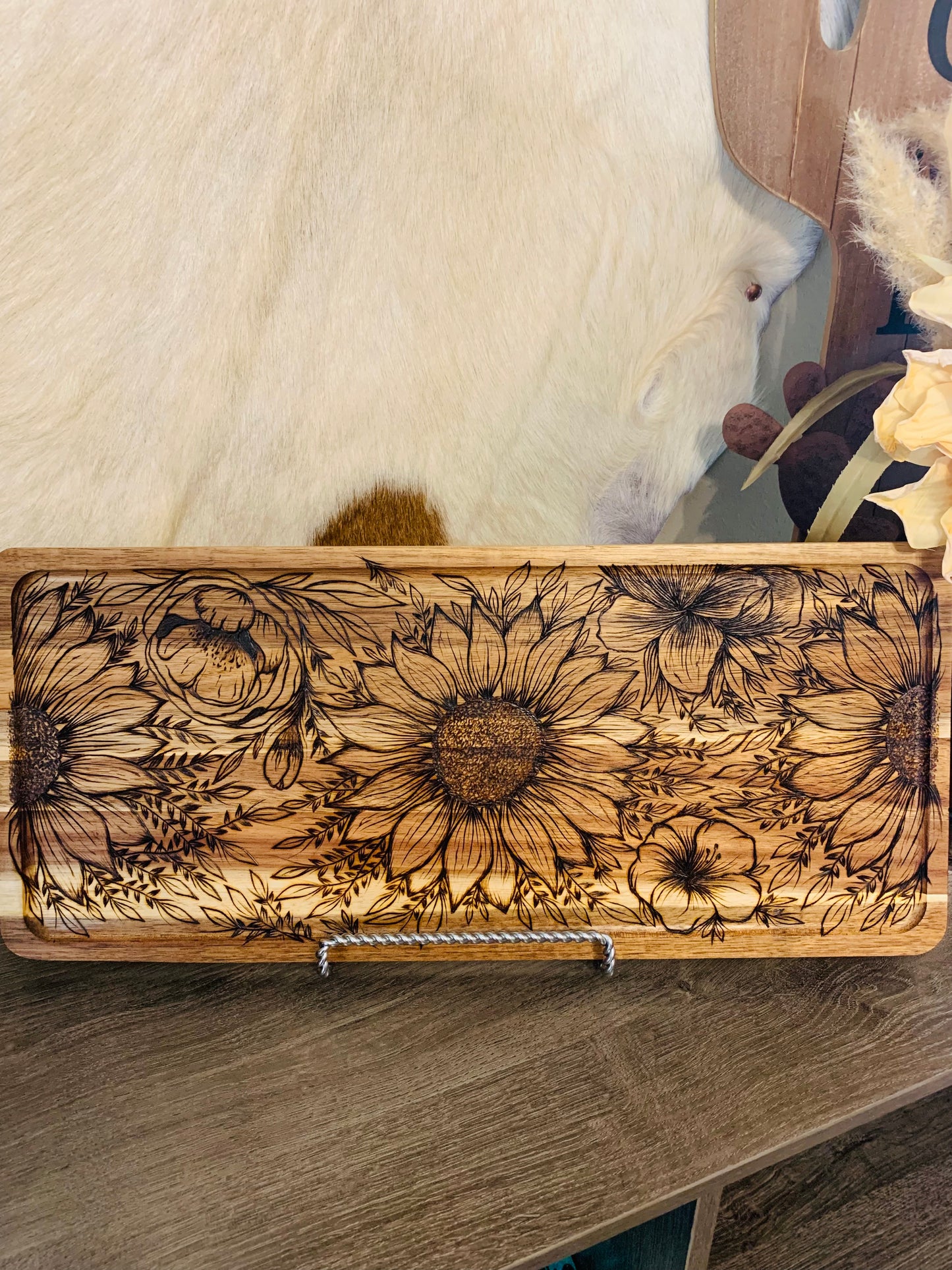 Floral Acacia Charcuterie Board