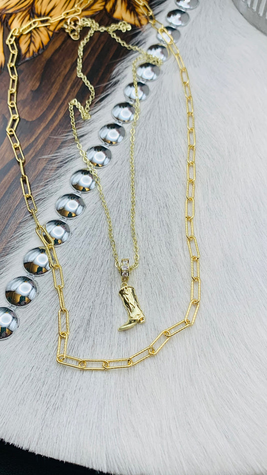 "Golden Boot" Necklace Set