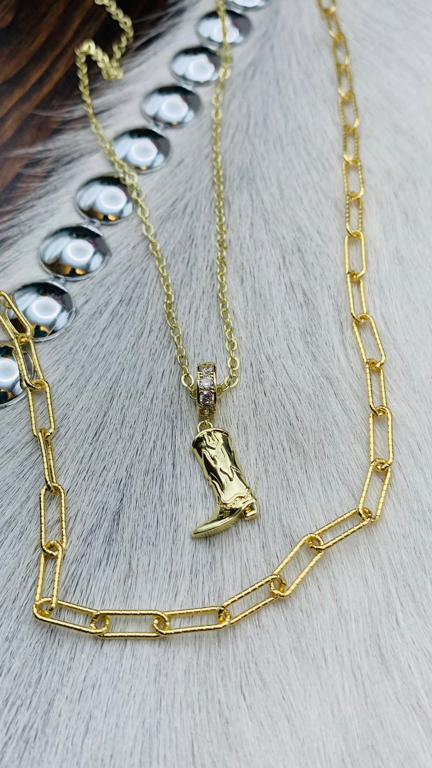 "Golden Boot" Necklace Set