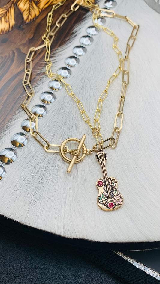 "Golden Guitar" Necklace Set