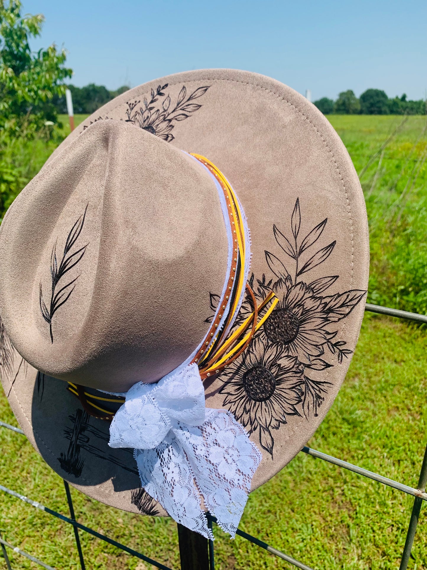 Hand Burned Rancher Hat "Horse Whispers" Design