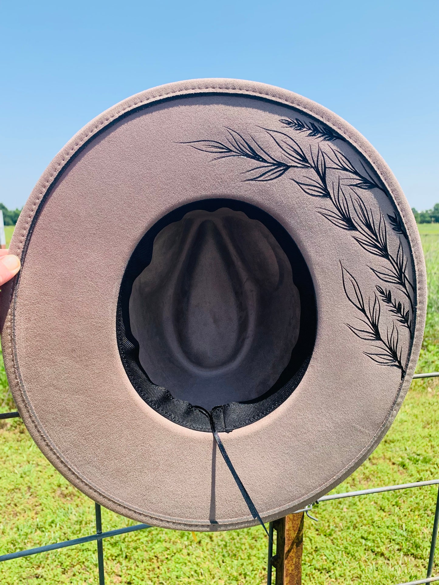 Hand Burned Rancher Hat "Horse Whispers" Design
