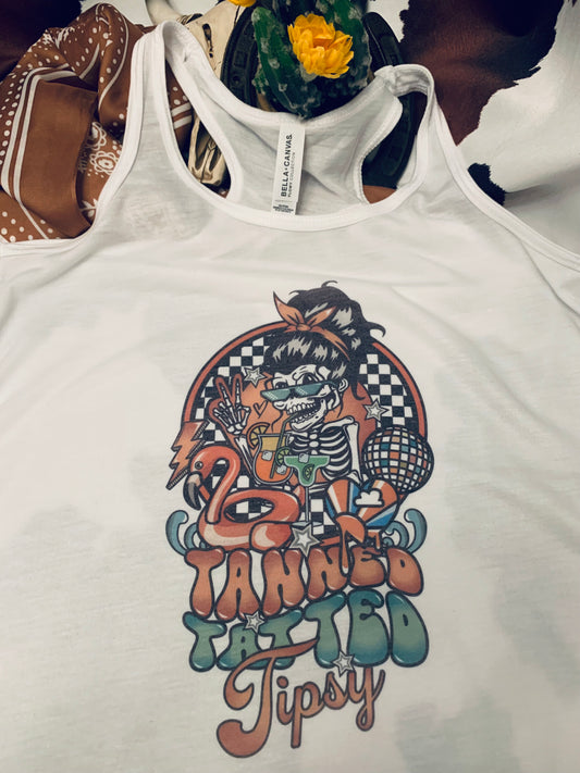 "Tanned Tatted Tipsy" Tank