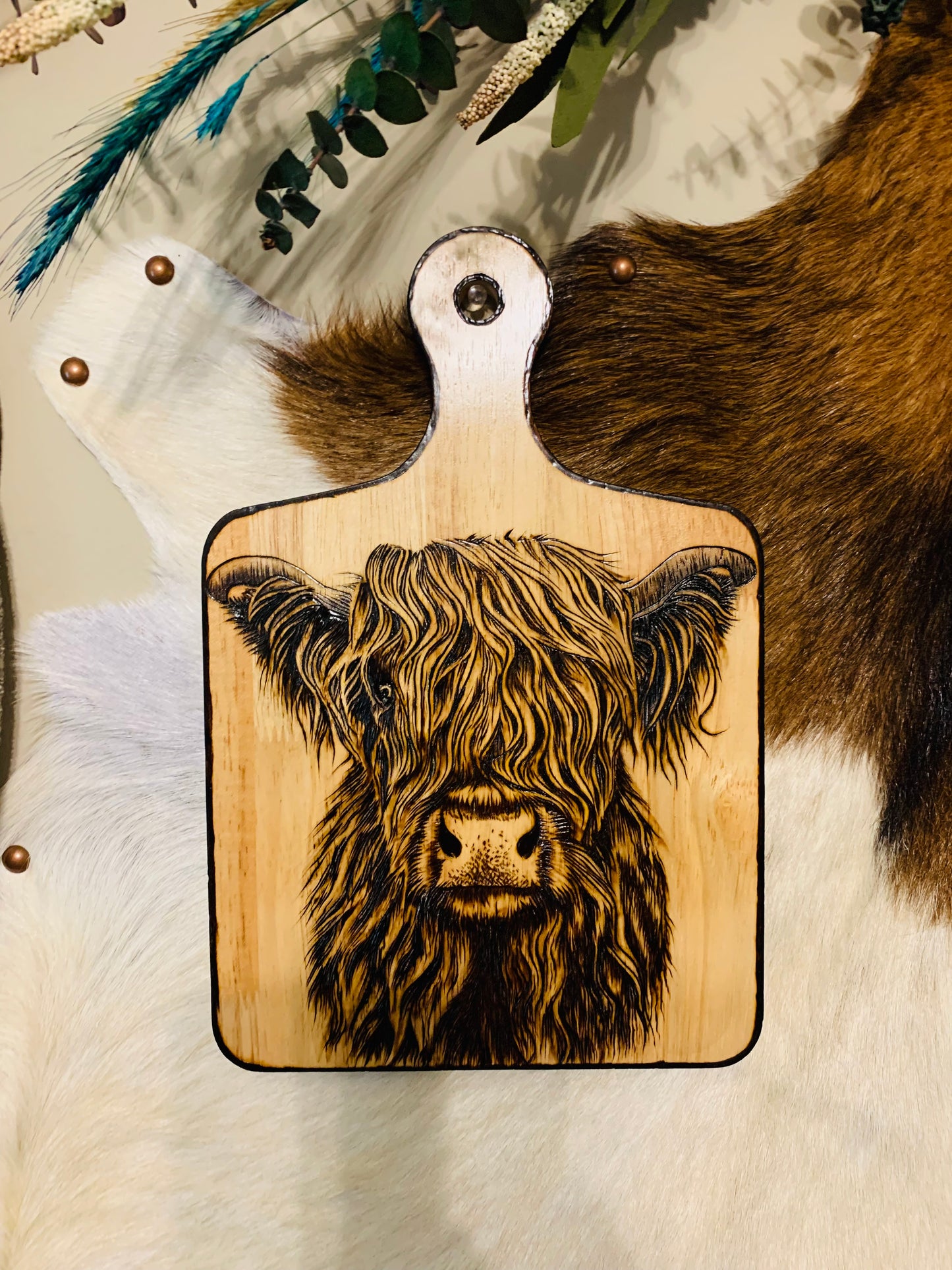 Hand Burned "Highland Cow" Board
