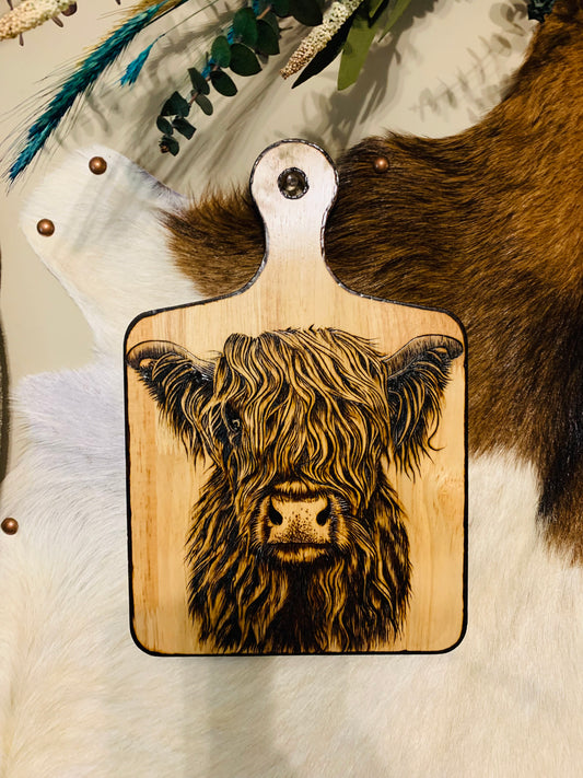 Hand Burned "Highland Cow" Board