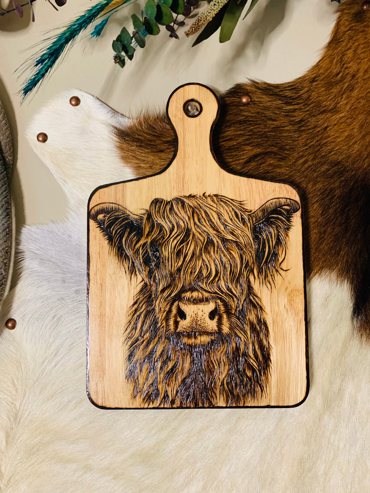 Hand Burned "Highland Cow" Board