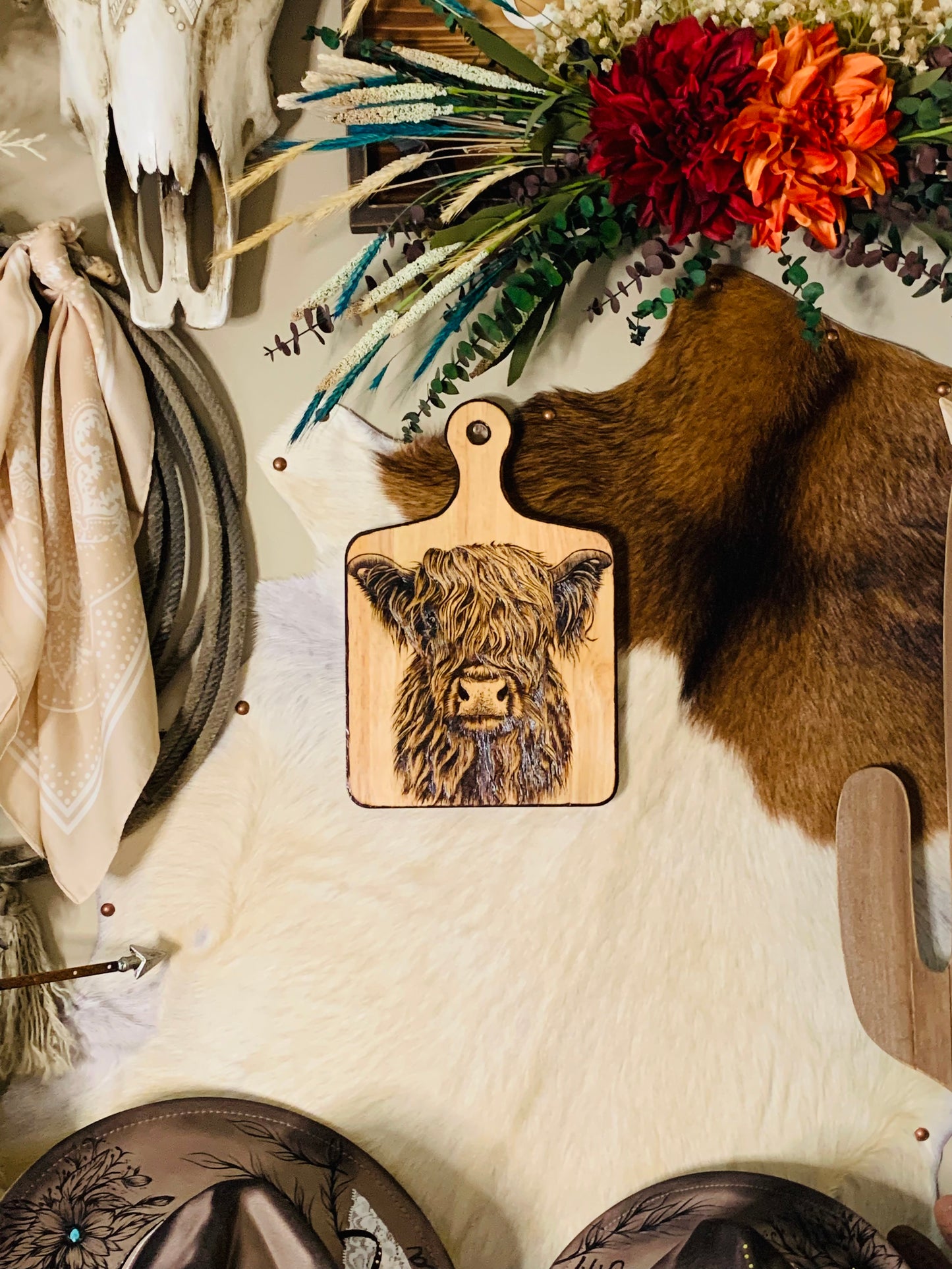 Hand Burned "Highland Cow" Board