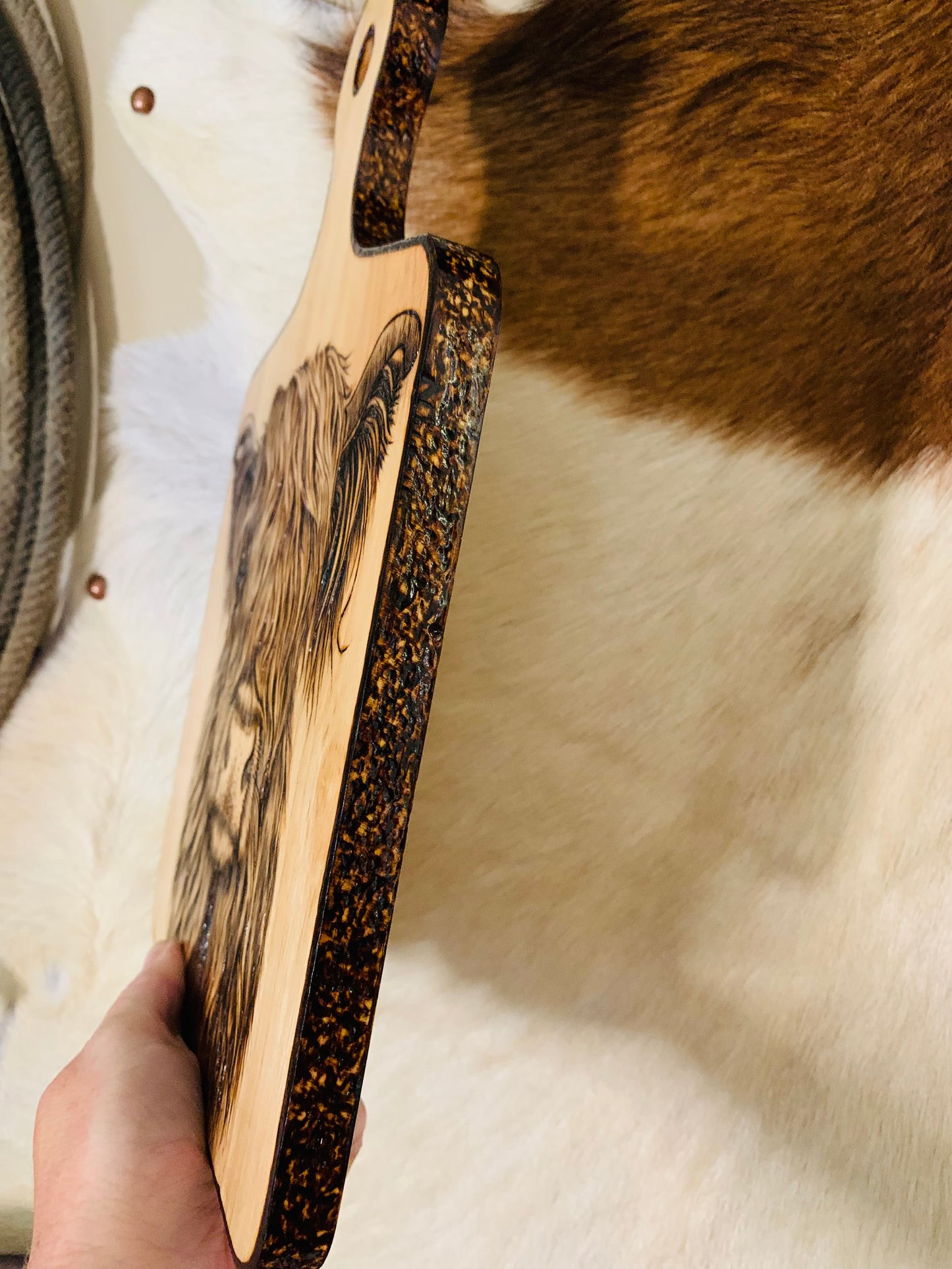 Hand Burned "Highland Cow" Board