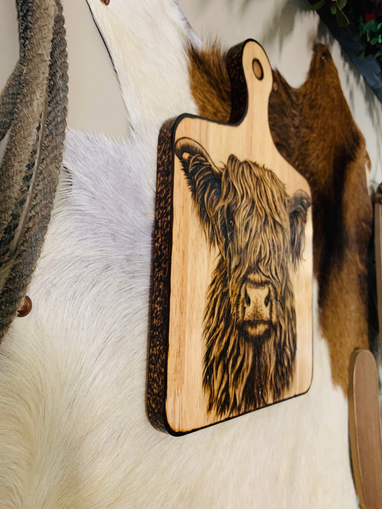 Hand Burned "Highland Cow" Board