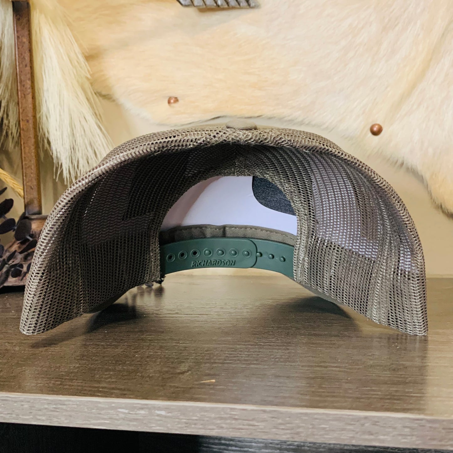 Richardson Feather Trucker Hat in Olive Green