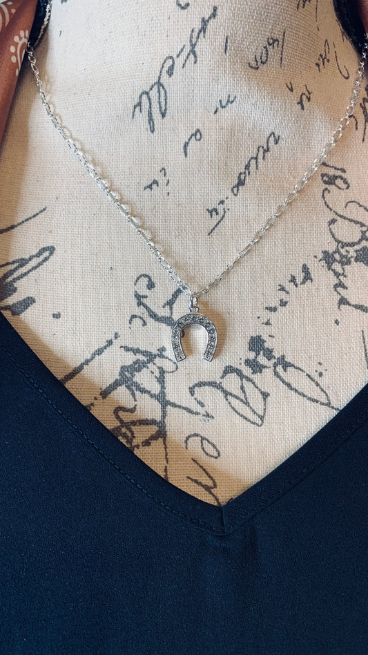 Bright Silver Horseshoe Necklace