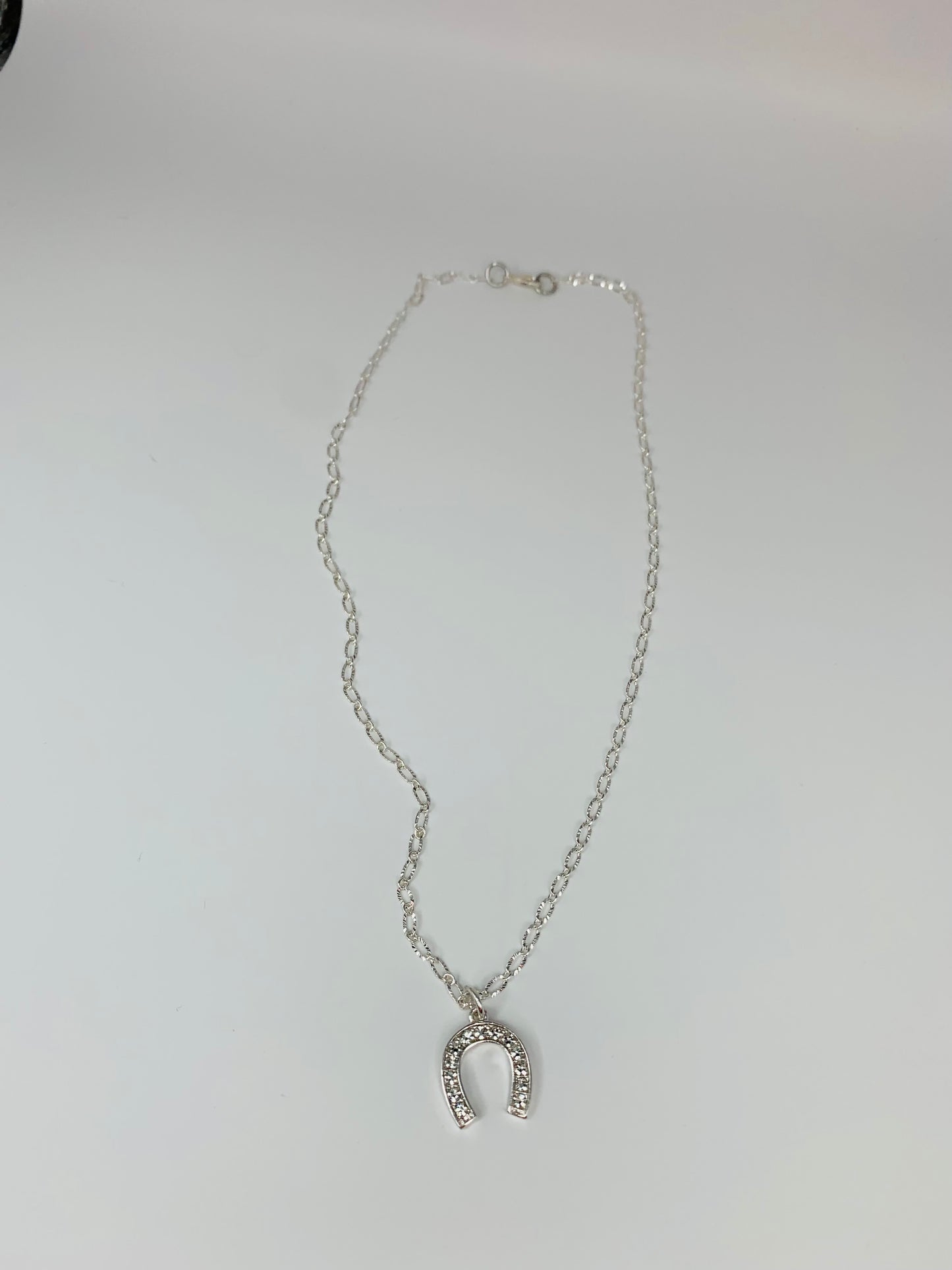 Bright Silver Horseshoe Necklace