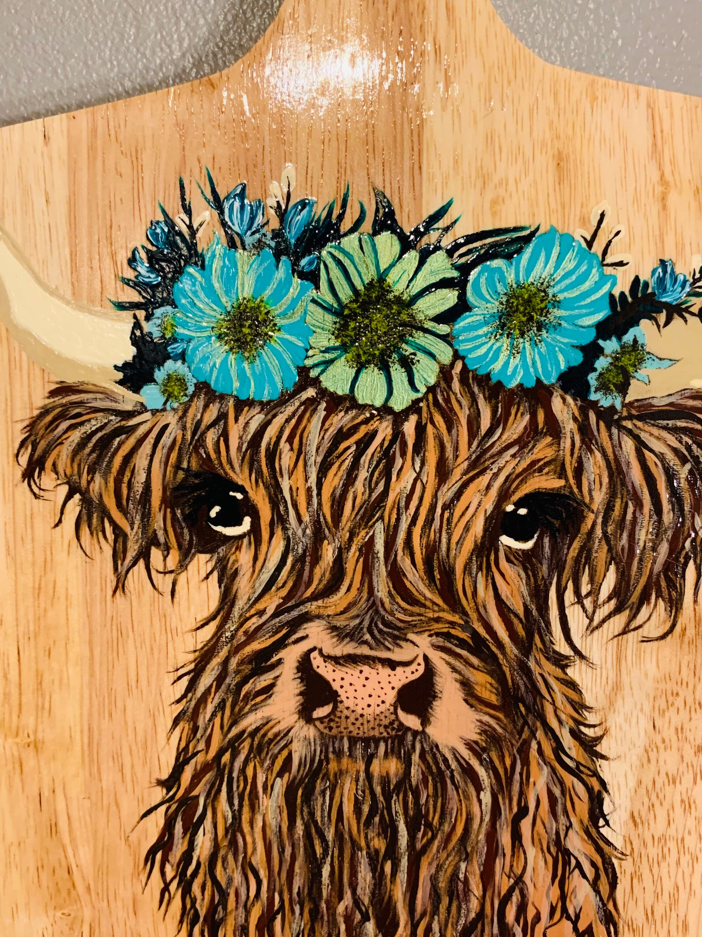 Hand Burned and Painted "Highland Cow" Board
