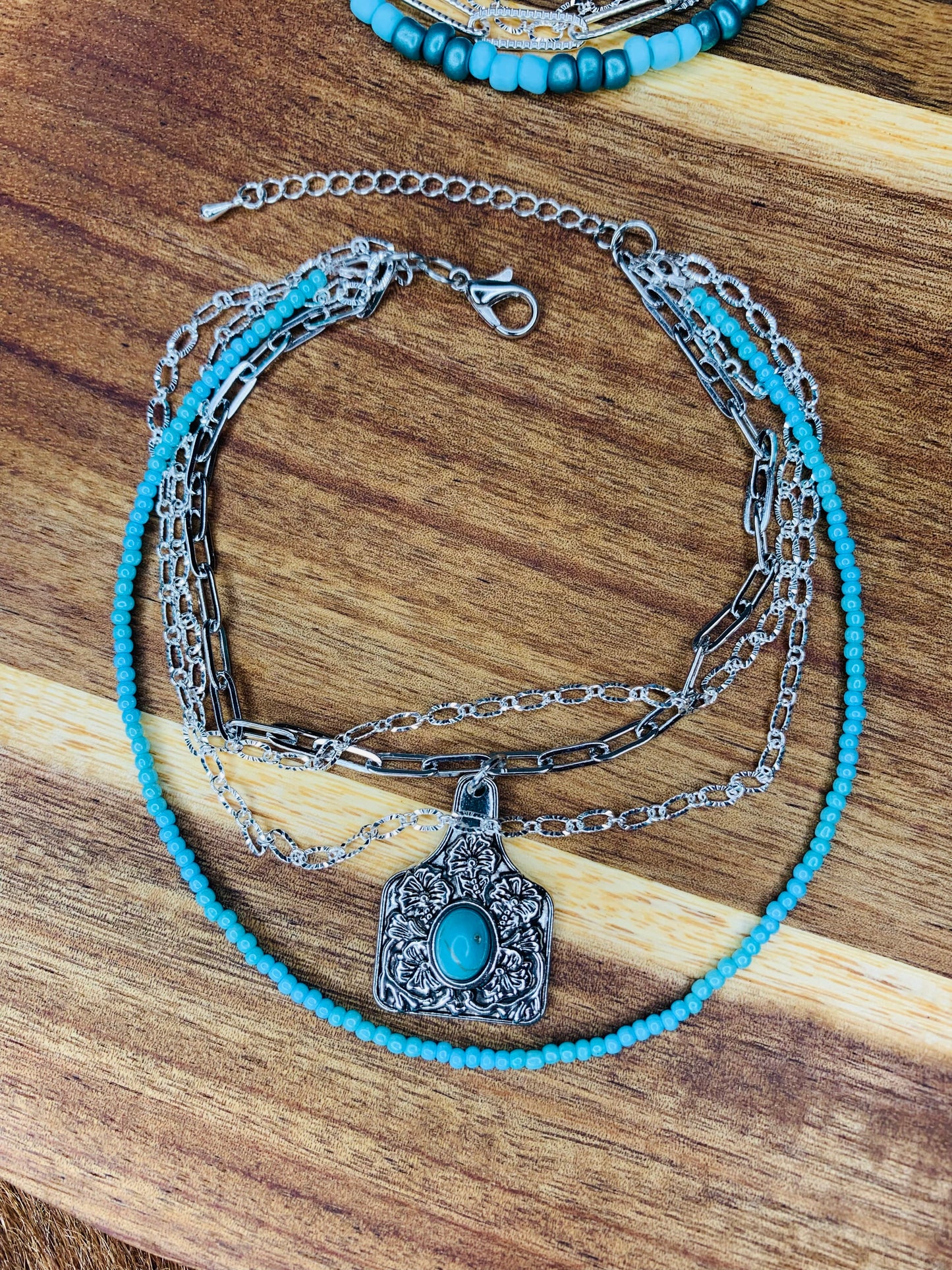 Turquoise Cow Tag Anklet