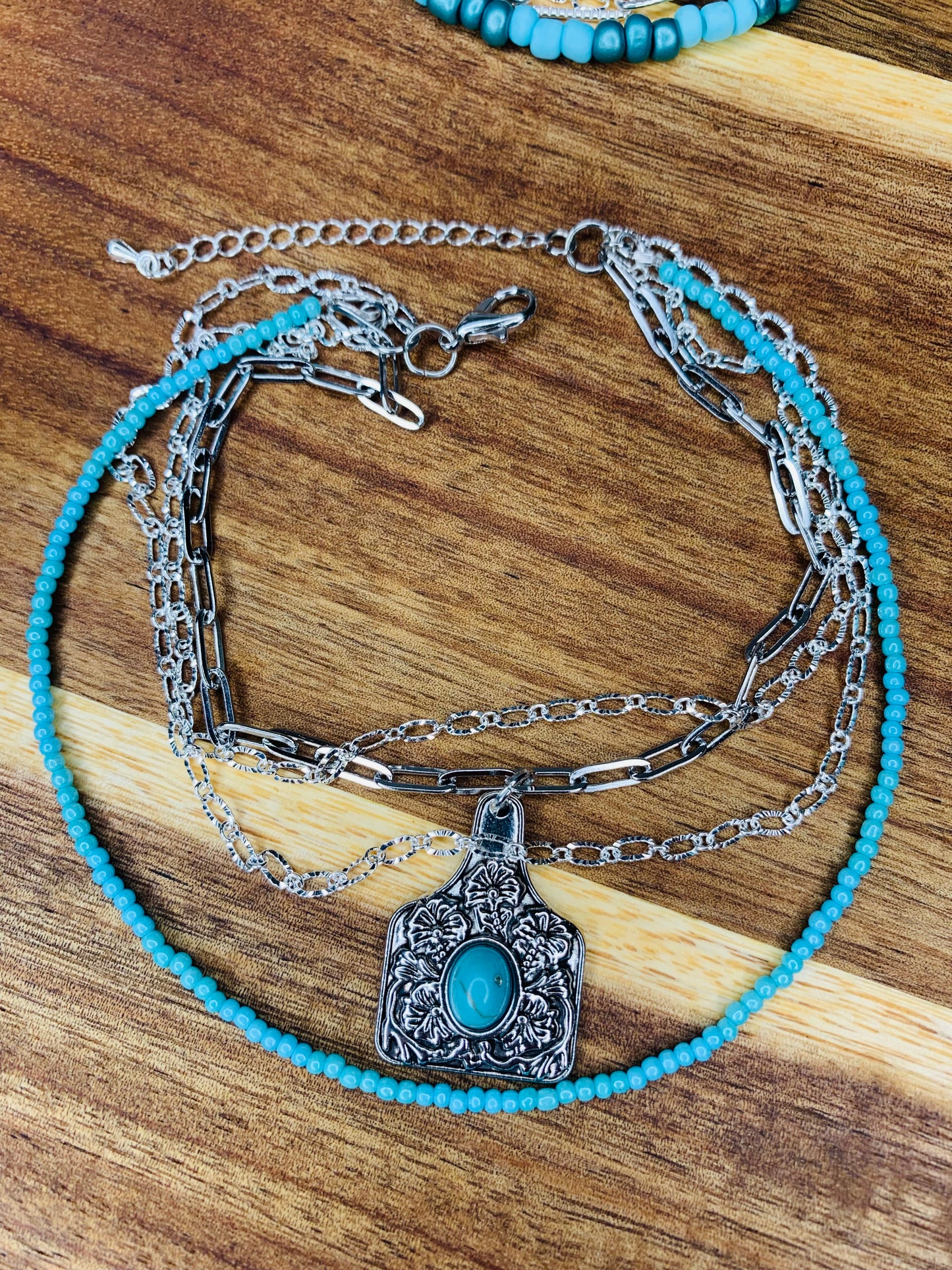 Turquoise Cow Tag Anklet