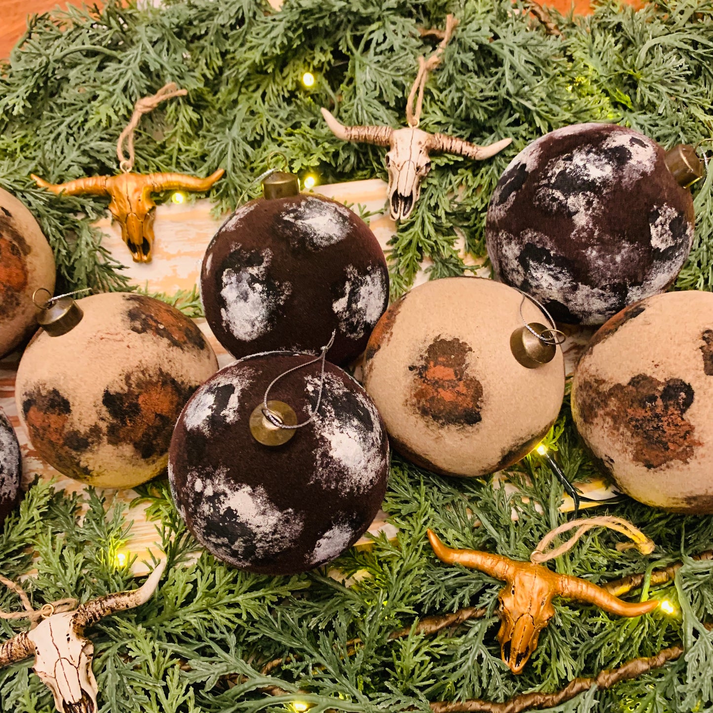 Rustic Longhorn Ornaments -9pc Set