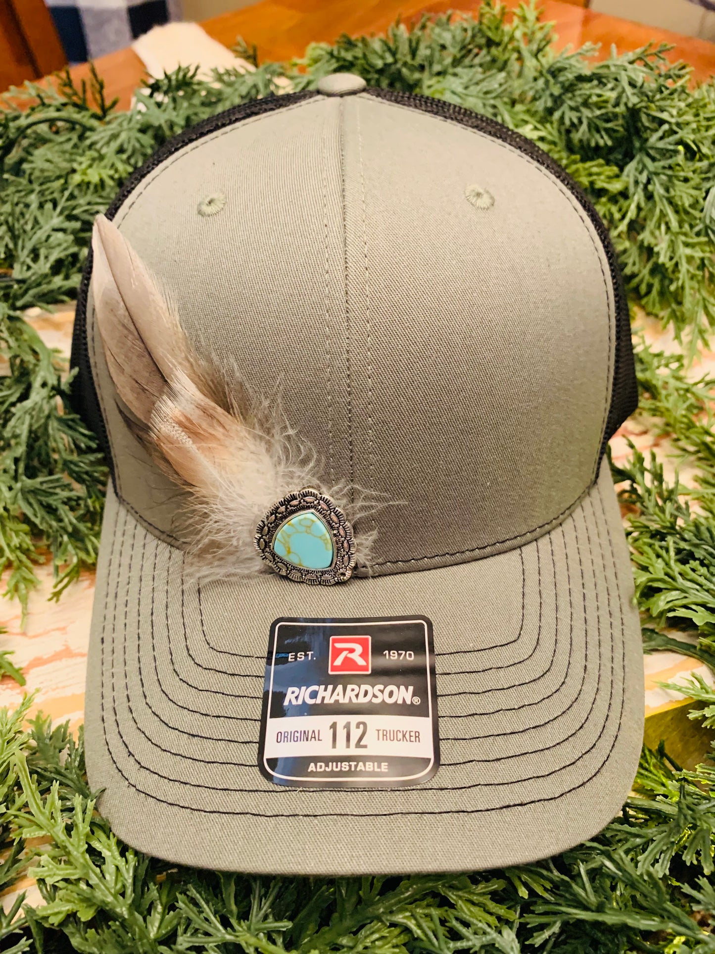 Richardson Feather Trucker Hat Two Tone Sage Green/Black