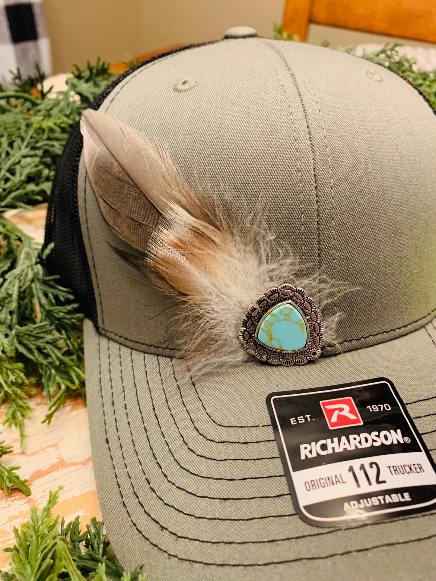 Richardson Feather Trucker Hat Two Tone Sage Green/Black