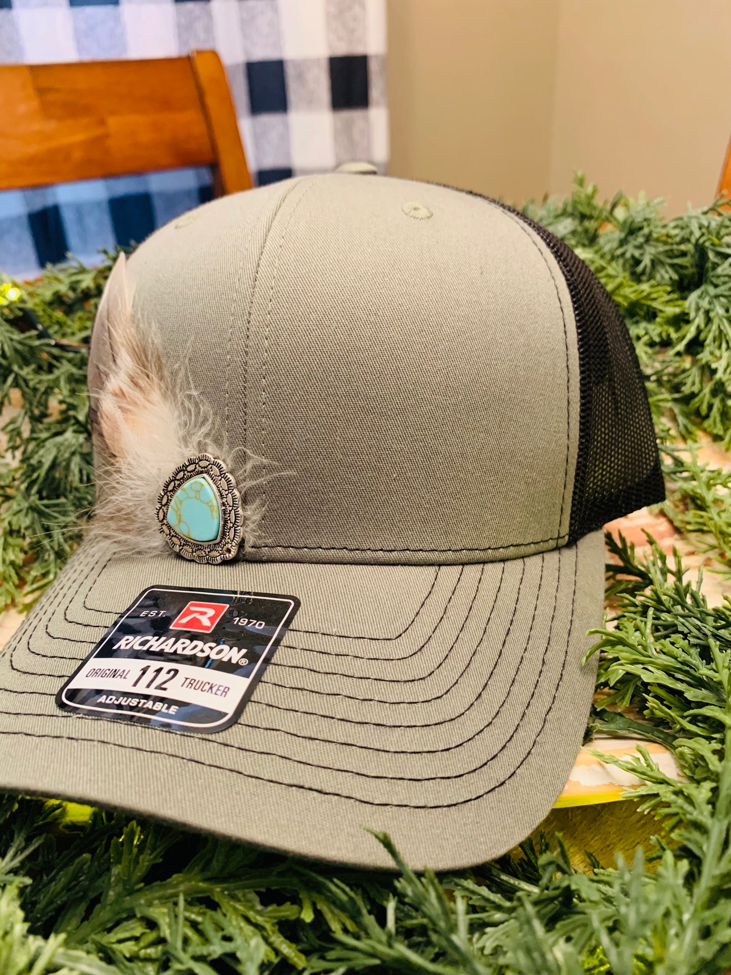 Richardson Feather Trucker Hat Two Tone Sage Green/Black