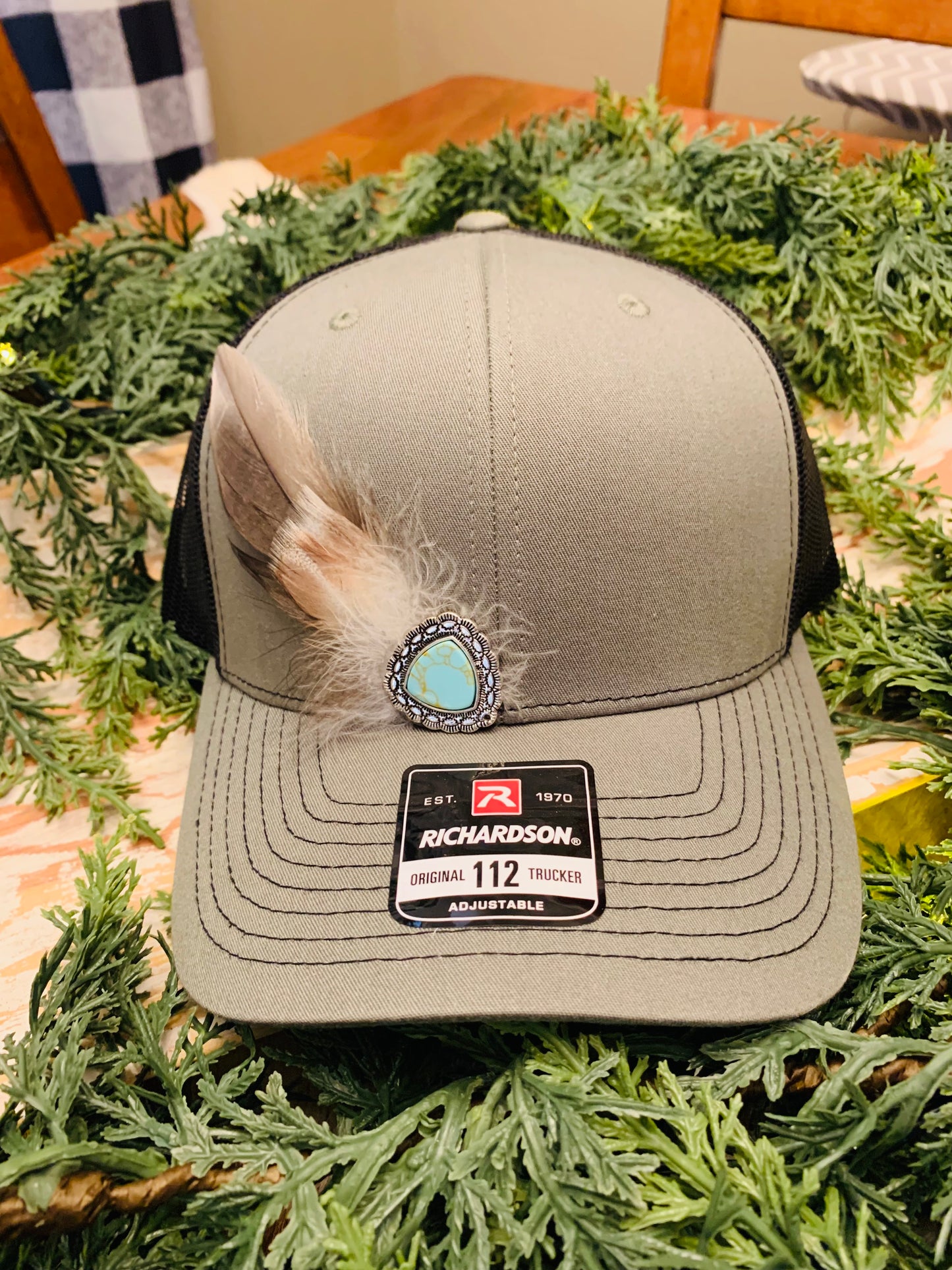 Richardson Feather Trucker Hat Two Tone Sage Green/Black