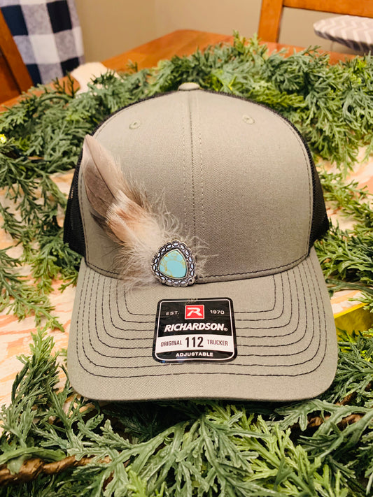 Richardson Feather Trucker Hat Two Tone Sage Green/Black