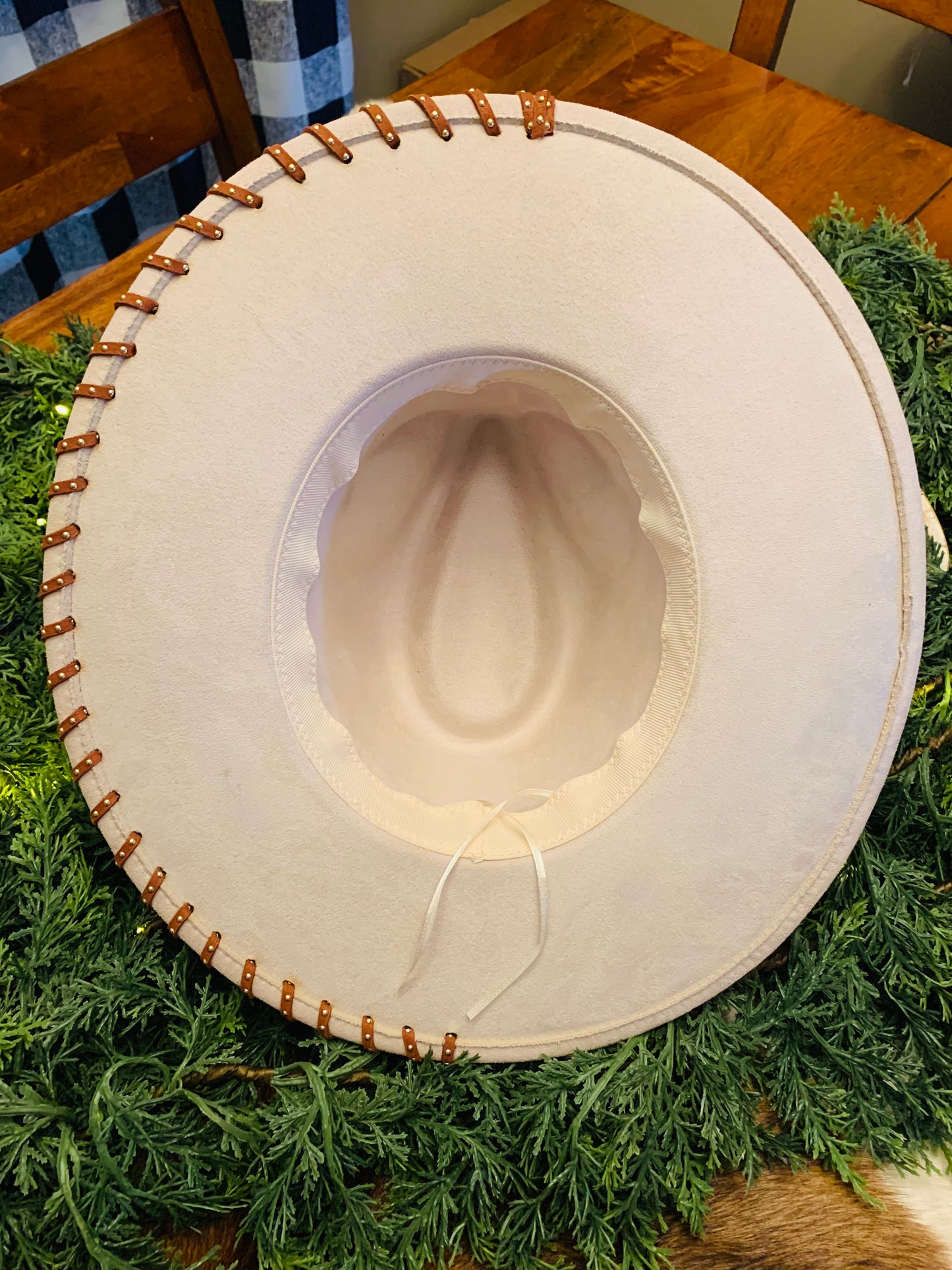 Hand Burned Rancher Hat with Wolf Howling in the Night Design