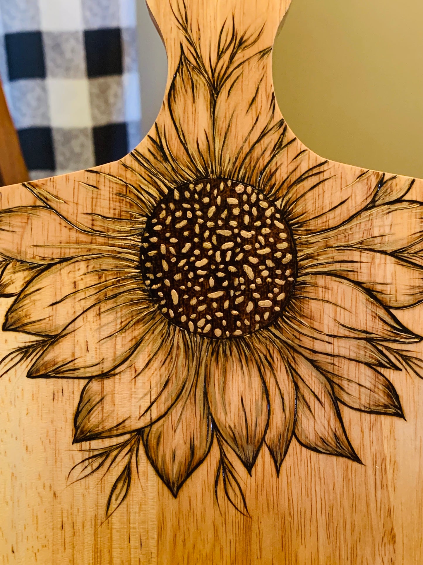 Hand Burned "Floral Sunflower" Board