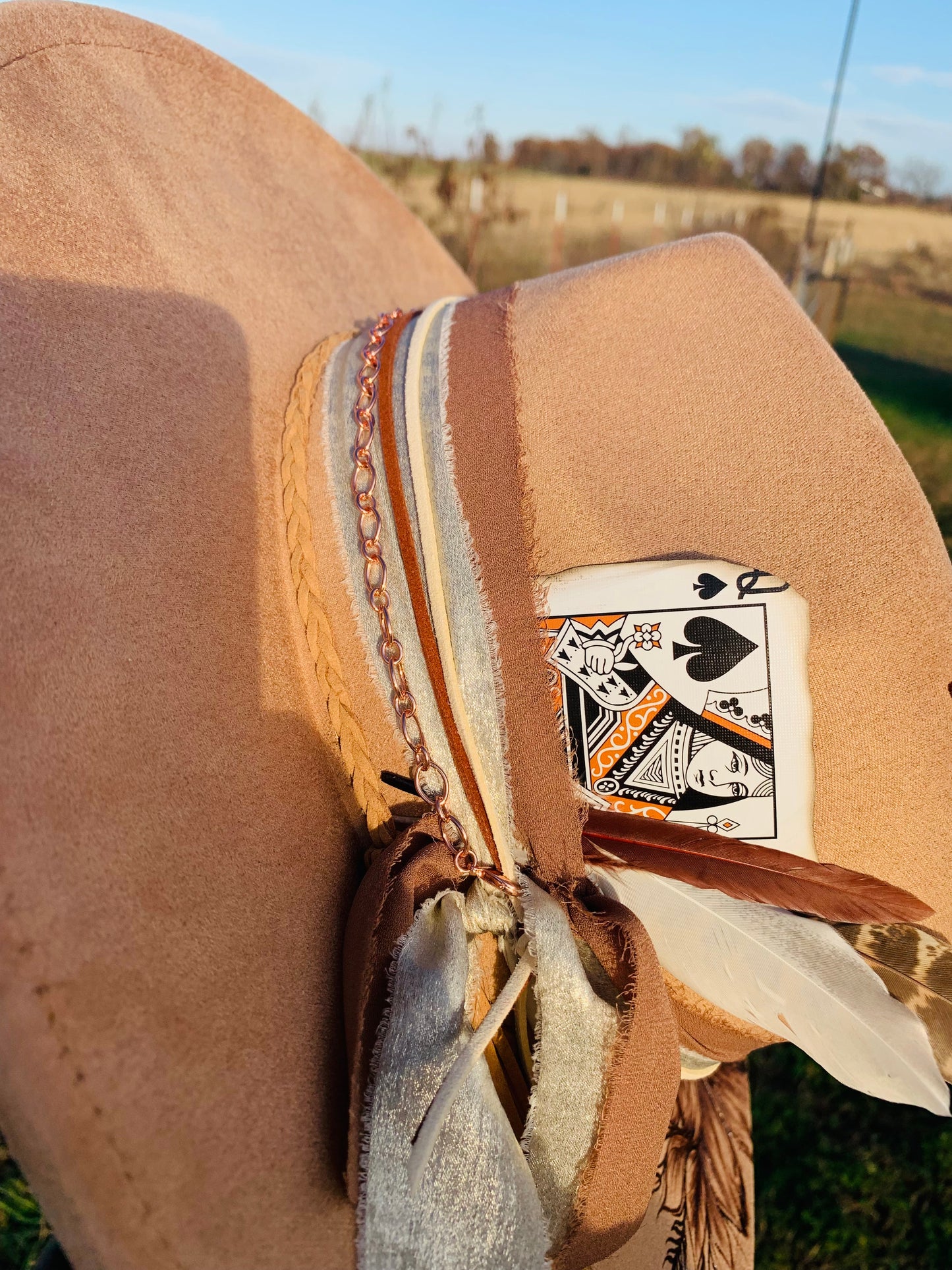 Hand Burned Rancher Hat with Florals "Simplicity"