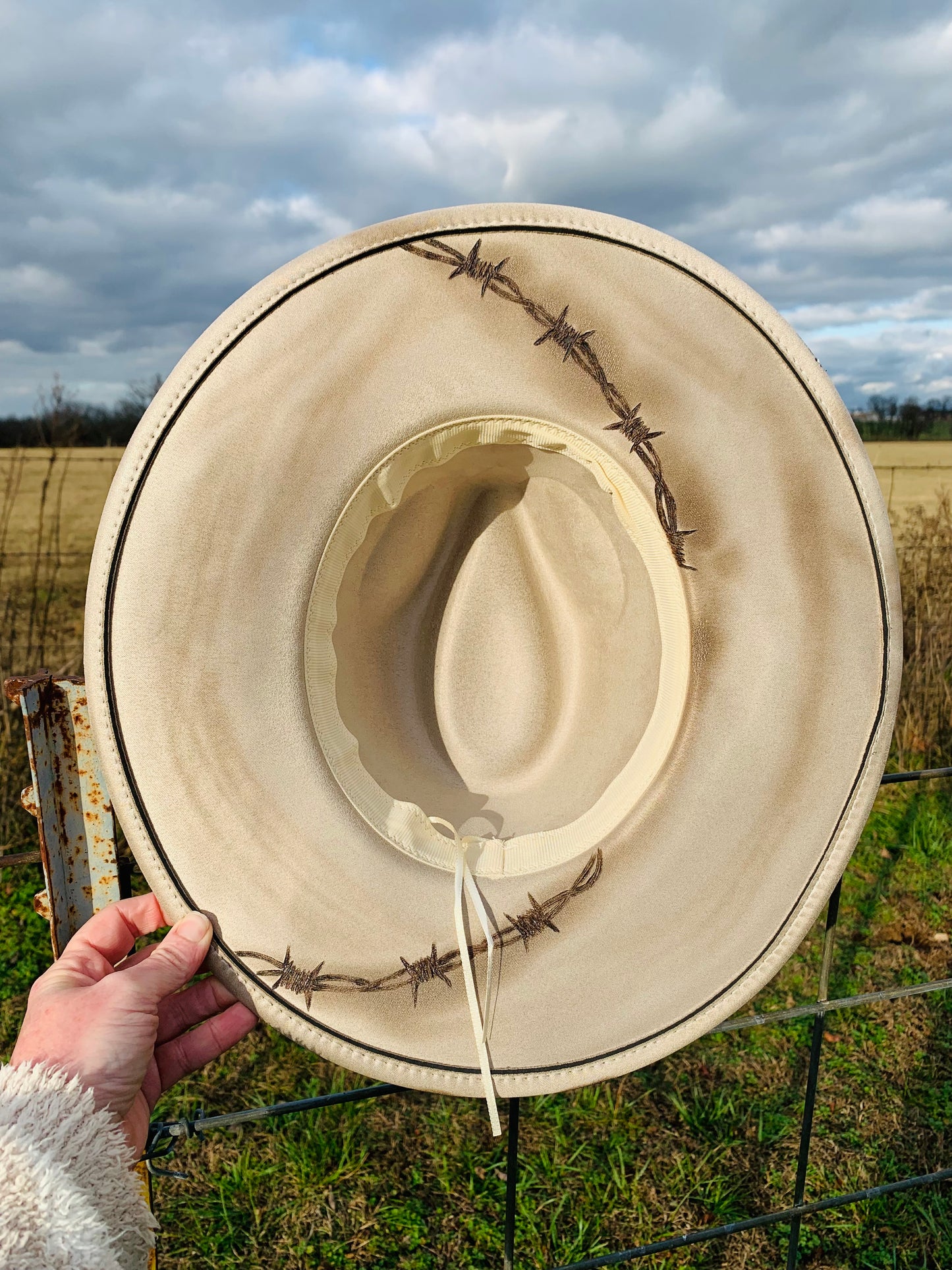 Hand Burned Rancher Hat "Wild Horses" Design