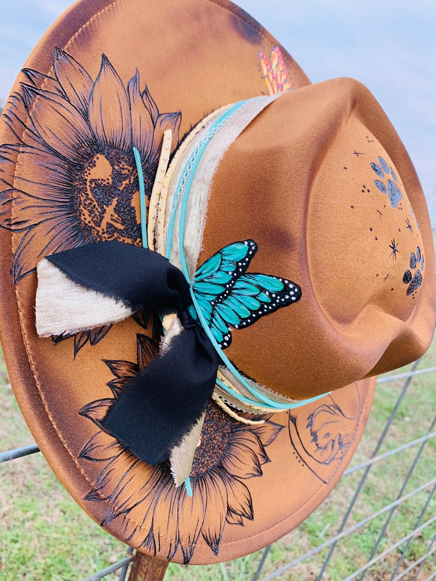 Hand Burned Heart Rancher Hat with "Paws"