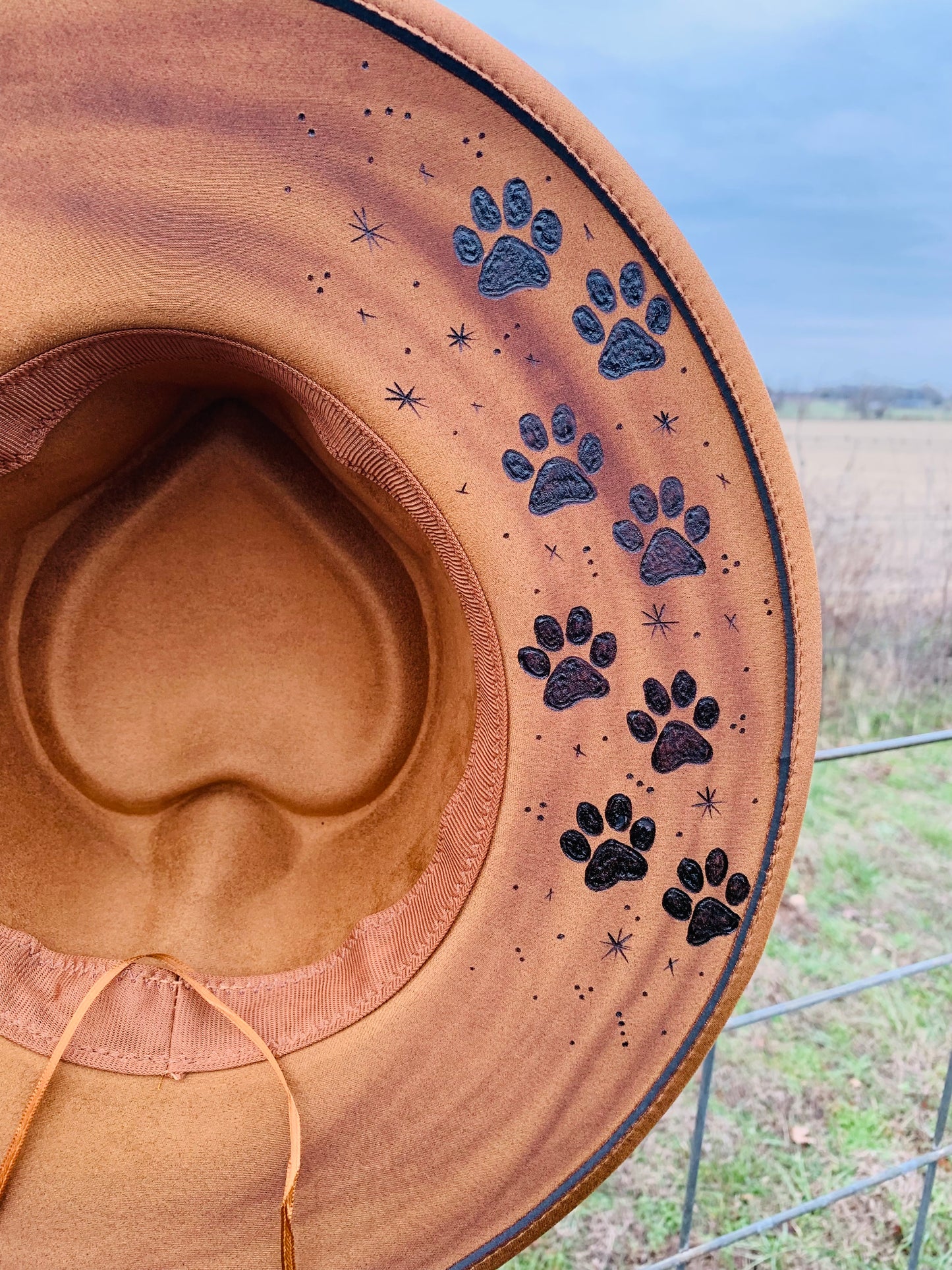 Hand Burned Heart Rancher Hat with "Paws"