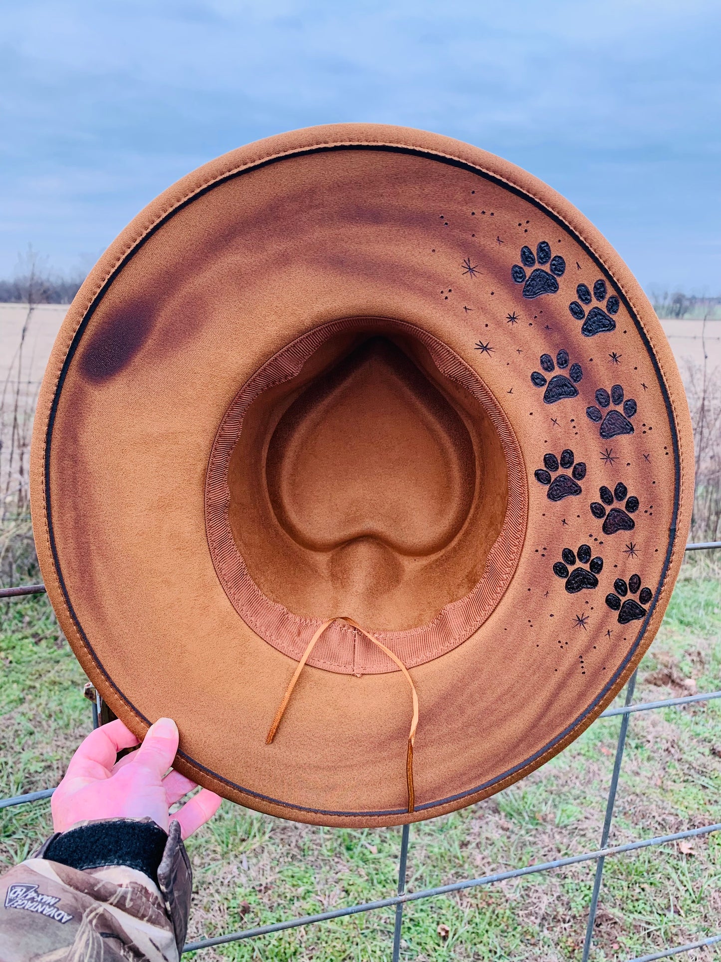 Hand Burned Heart Rancher Hat with "Paws"