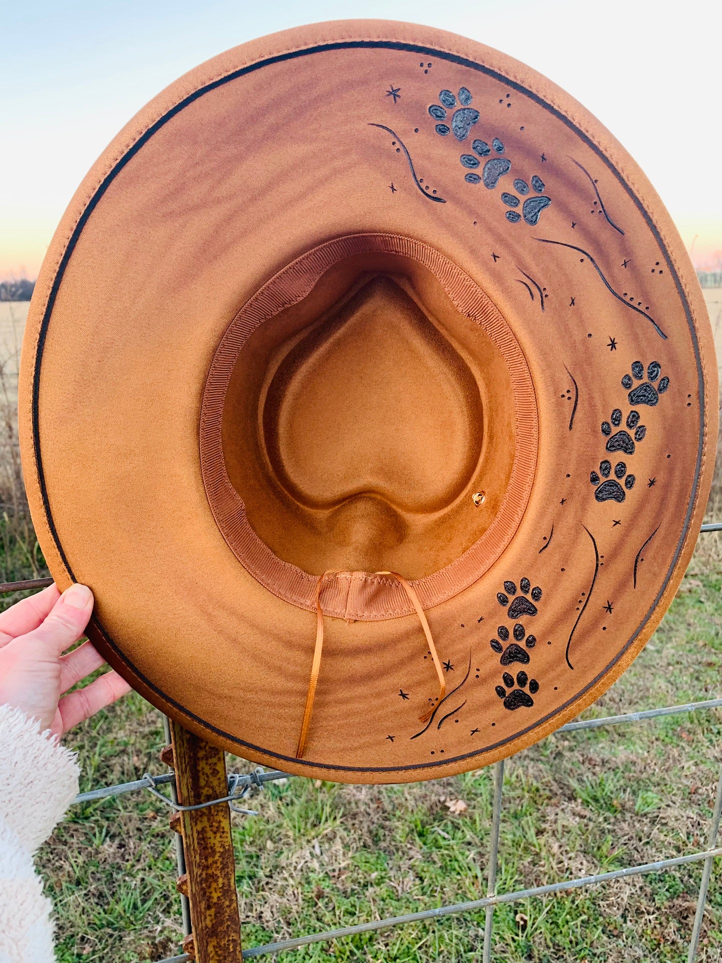 Hand Burned Heart Rancher Hat with "Dog Paws"