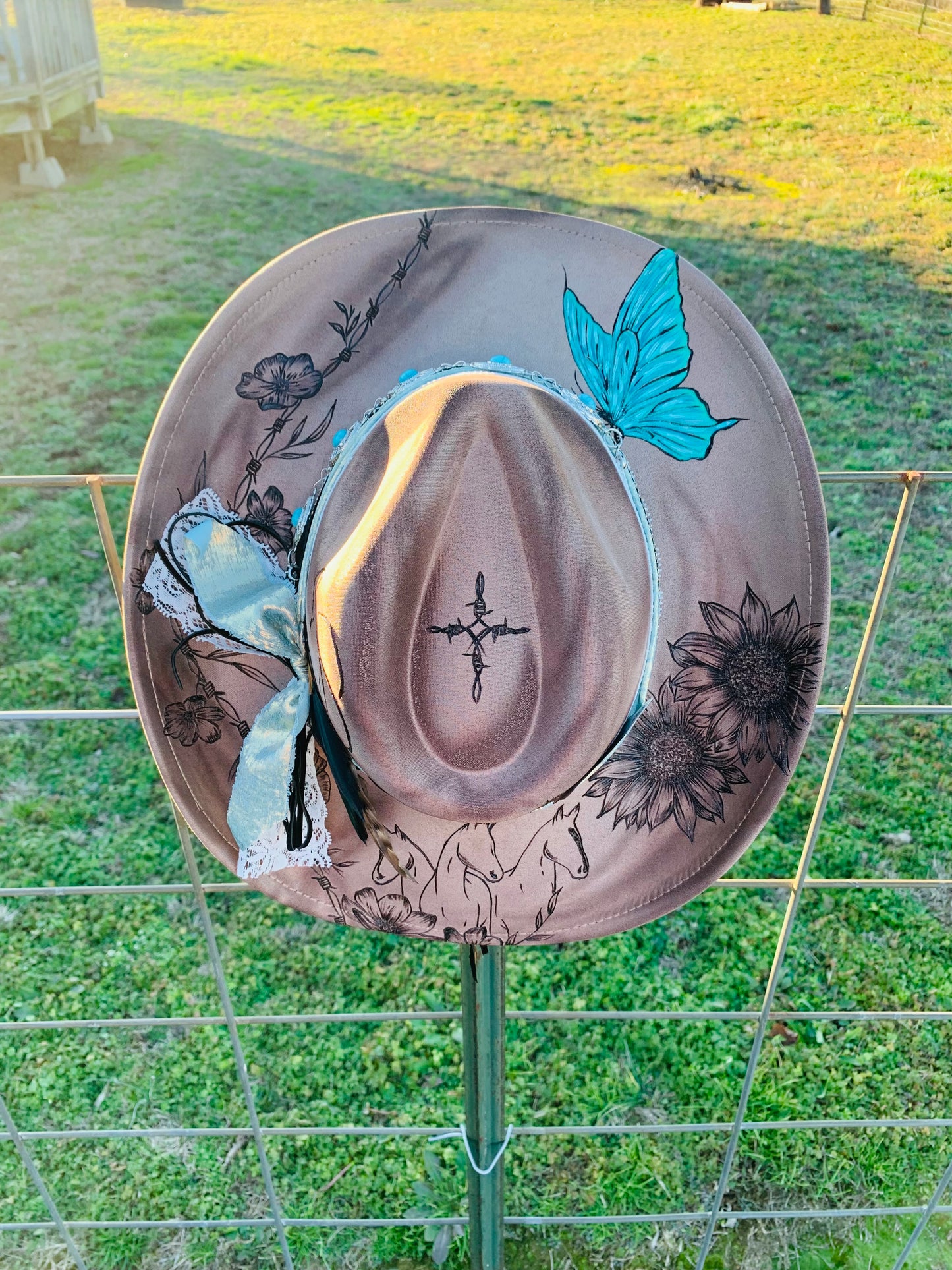 Hand Burned Cowboy Hat "Cowgirl Spirit" Design