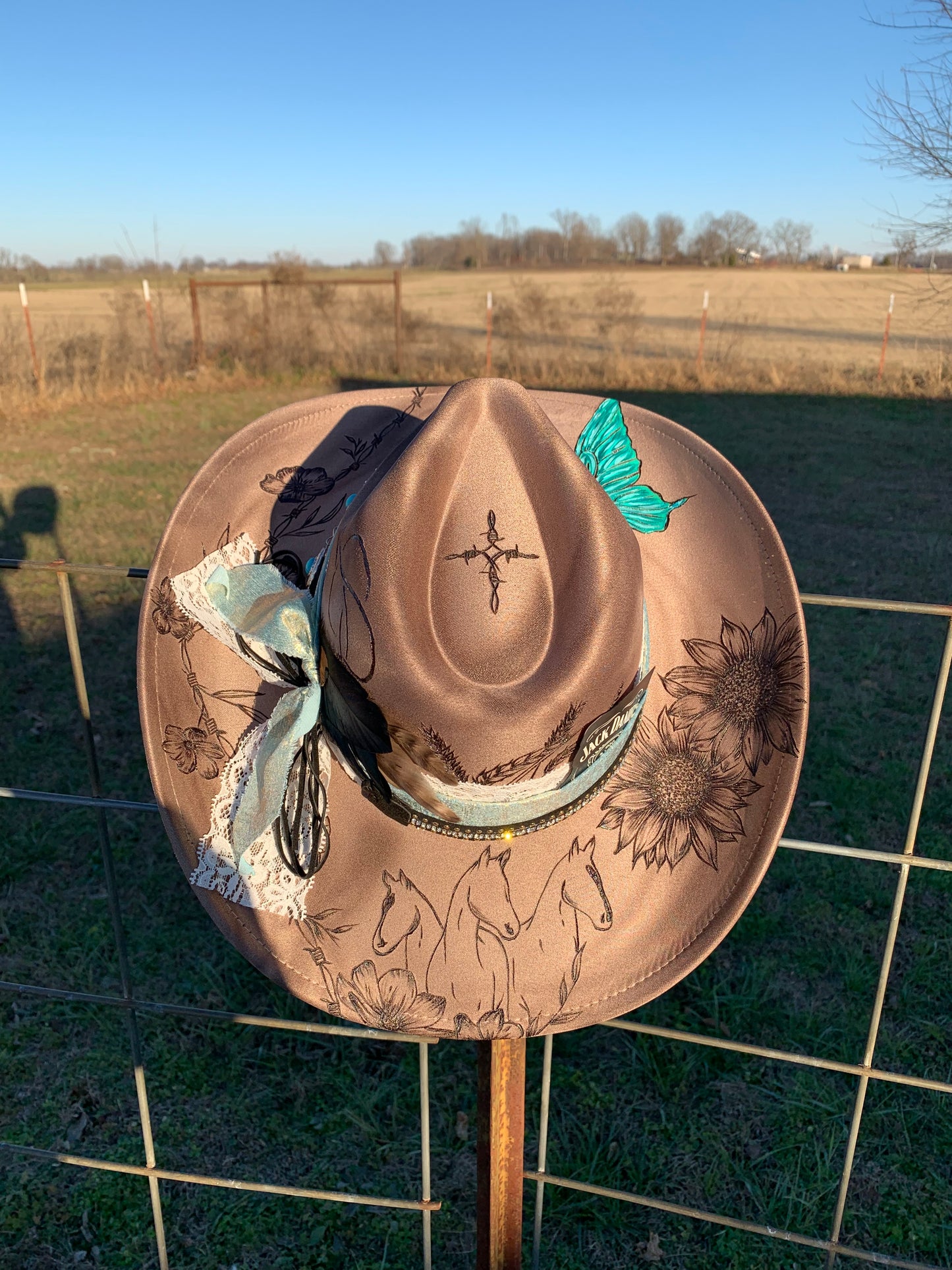 Hand Burned Cowboy Hat "Cowgirl Spirit" Design