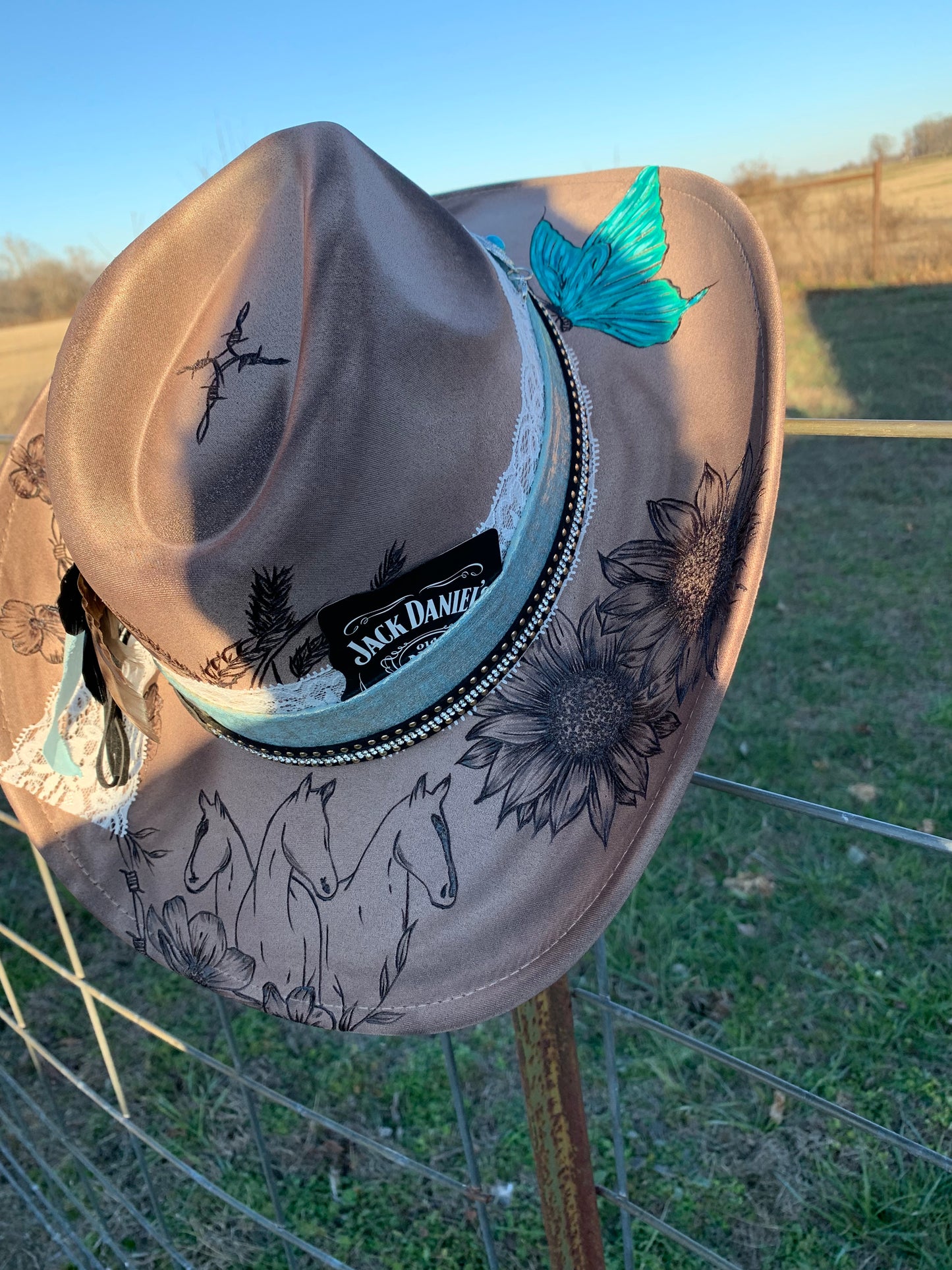 Hand Burned Cowboy Hat "Cowgirl Spirit" Design