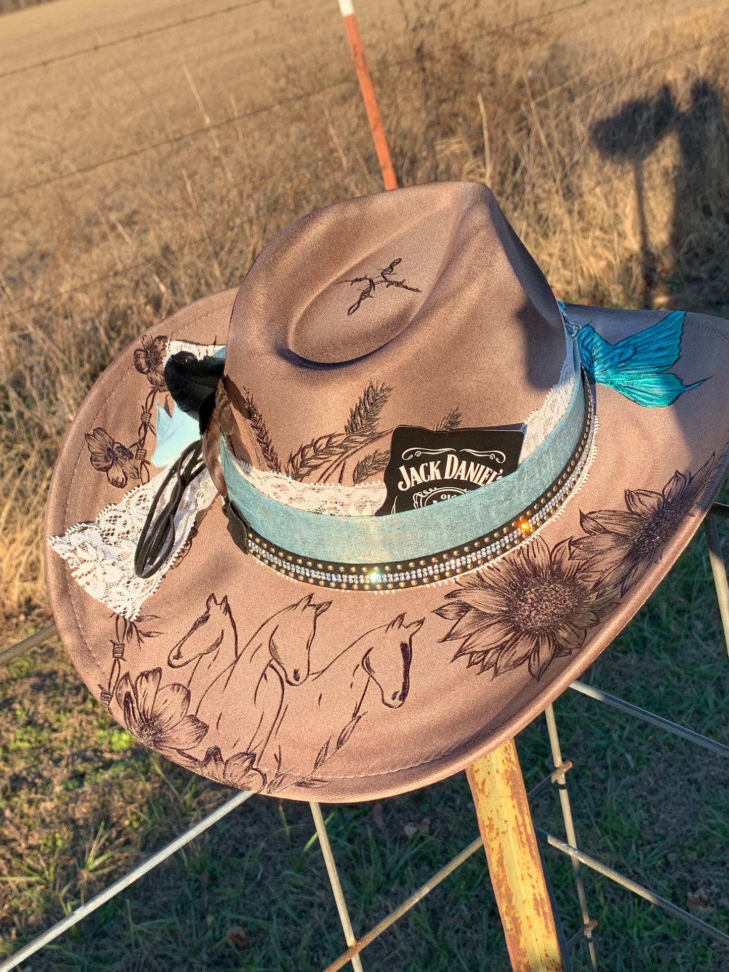 Hand Burned Cowboy Hat "Cowgirl Spirit" Design