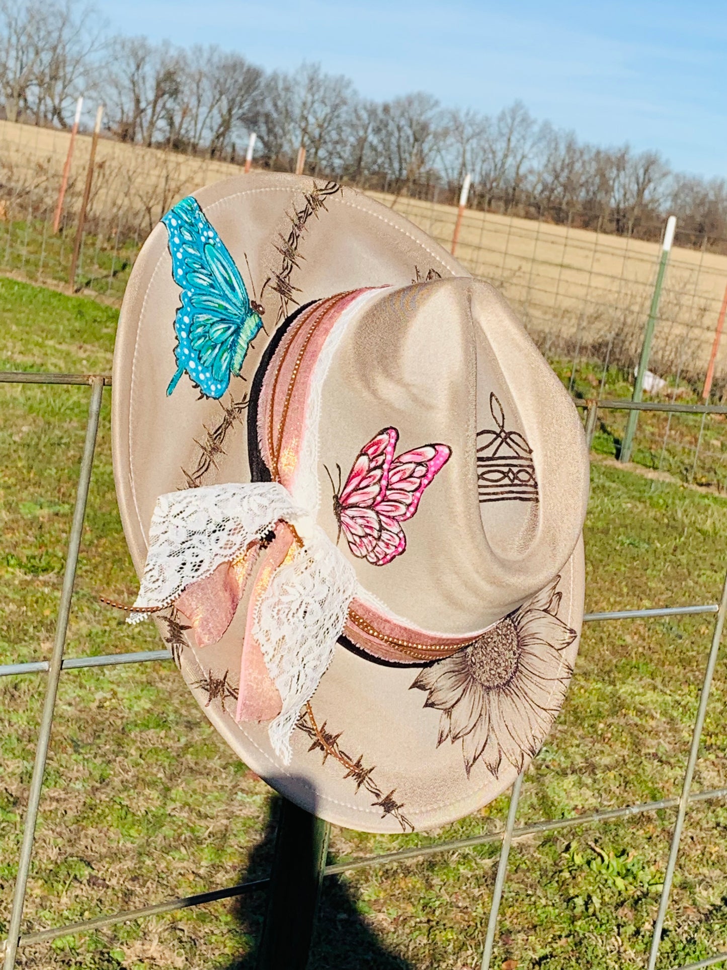 Hand Burned Rancher Hat "A Horses Spirit" Design