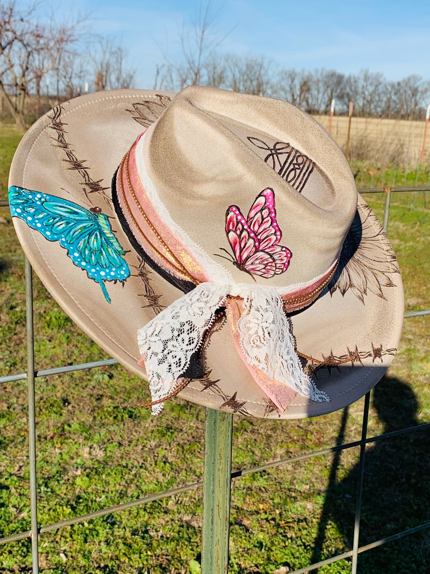 Hand Burned Rancher Hat "A Horses Spirit" Design