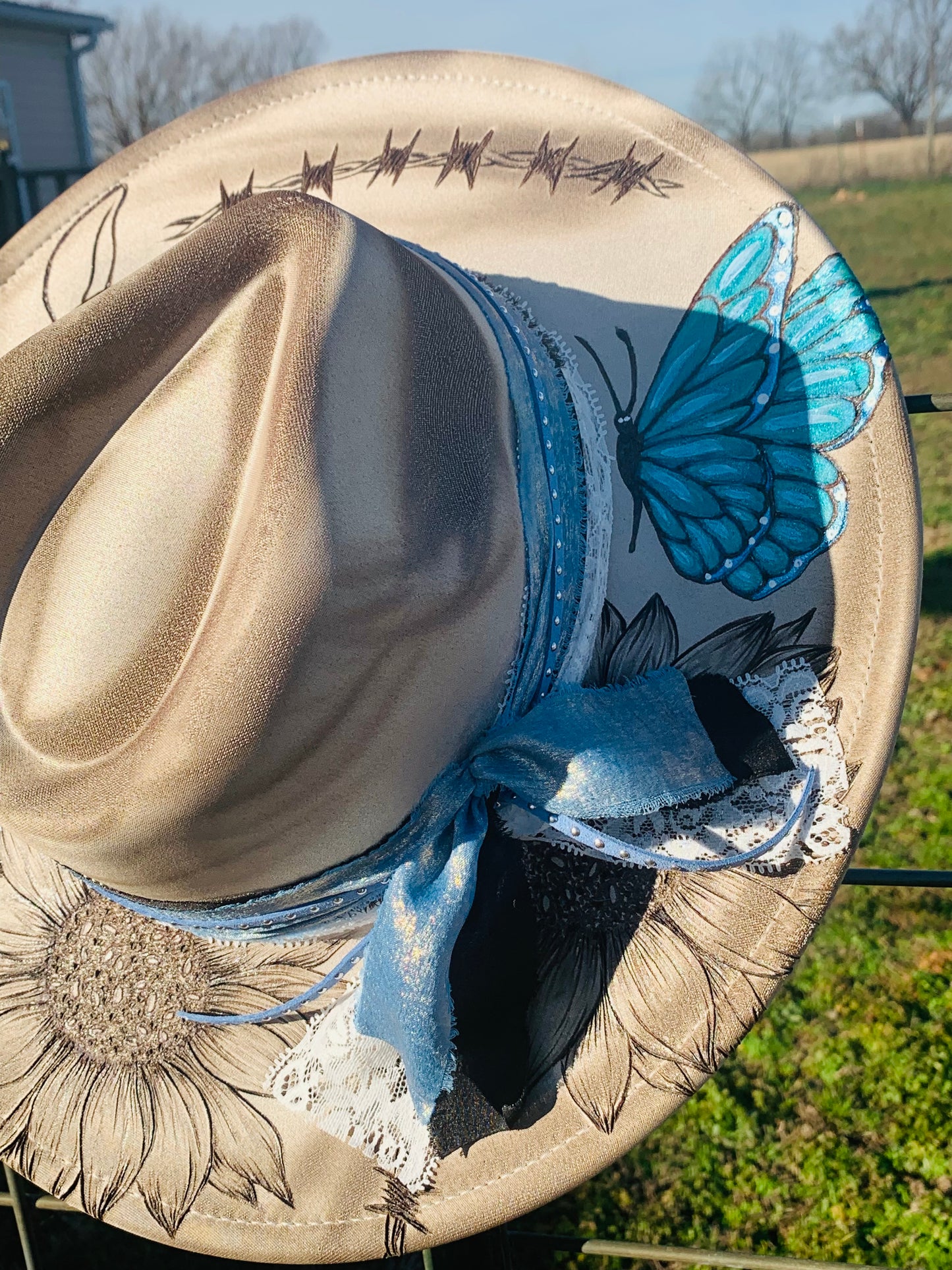 Hand Burned Rancher Hat "Horse Dreams" Design