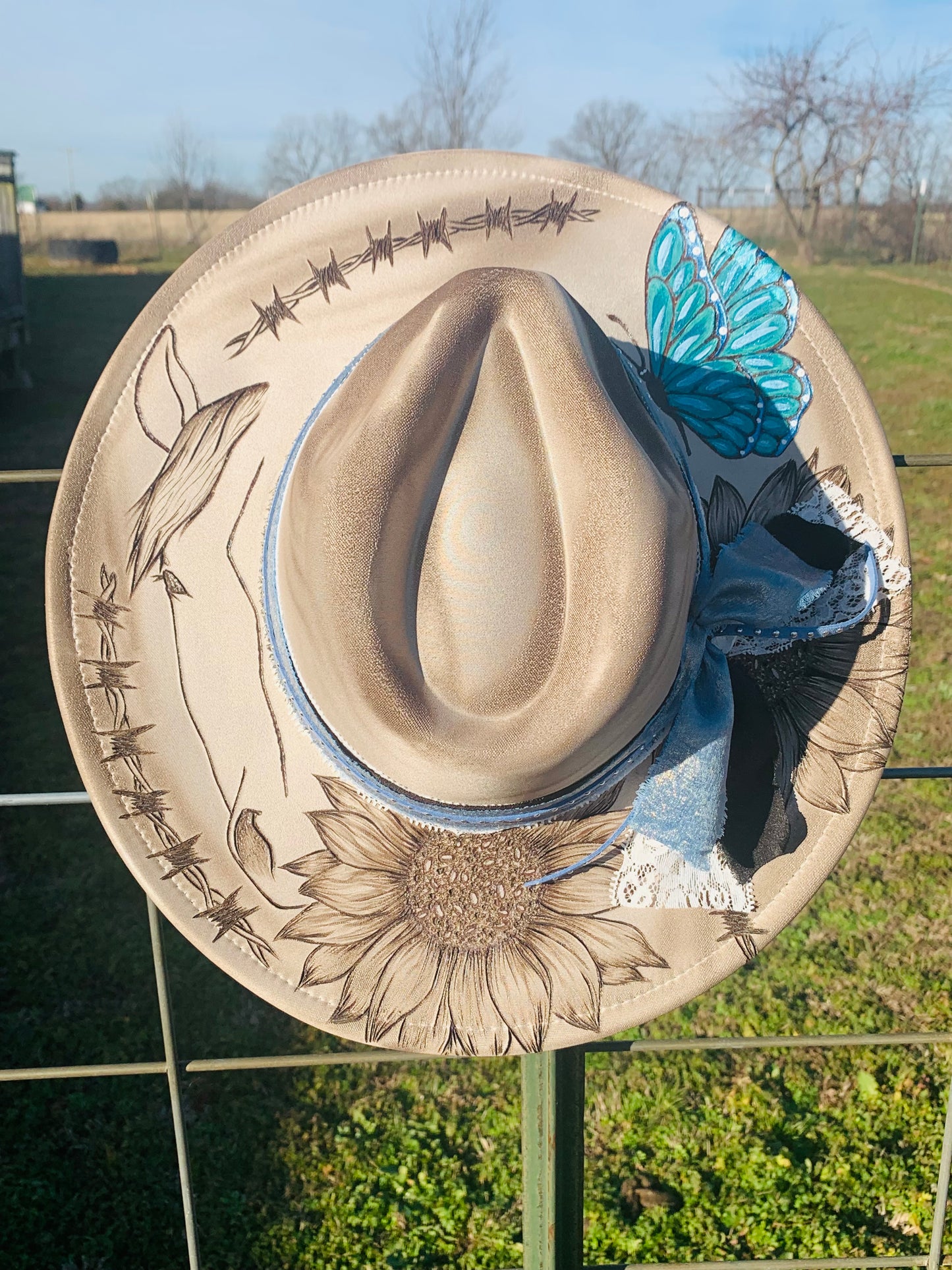 Hand Burned Rancher Hat "Horse Dreams" Design