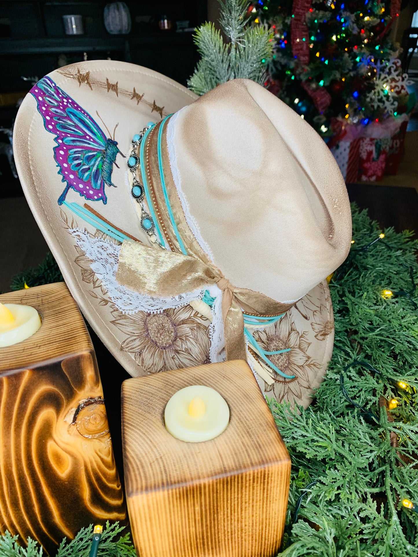 Hand Burned Rancher Hat "Life is Better in the Country" Design